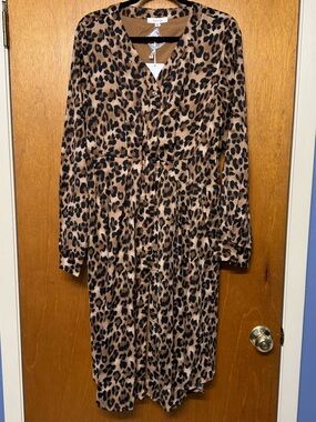 Forte Leopard-Print Long Sleeve Wrap Dress - Brown/Black